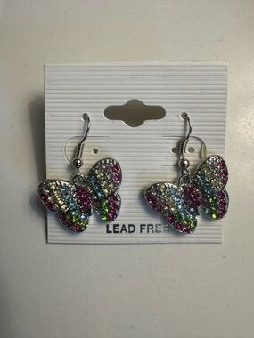 New color rhinestone butterfly earrings